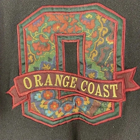 Vintage Jansport Sweatshirt L Black “Orange Coast” College Embroidered Appliqué - Picture 2 of 8